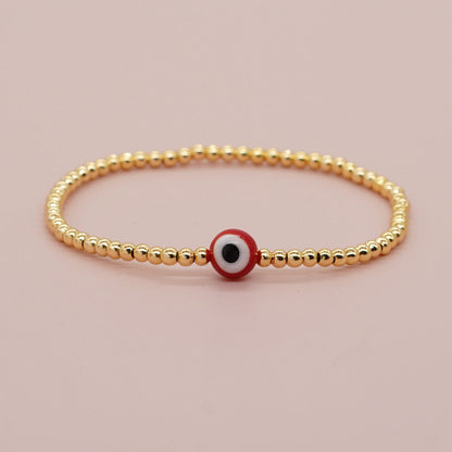 Red Glass Eyes Devil's Copper Bead Electroplated Bracelets