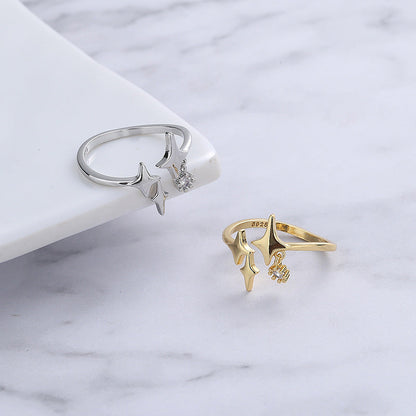 Women's Gu Style High-grade Zircon Four Stars Personalized Rings