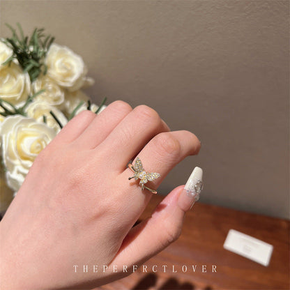 Zircon Pearl Butterfly Tide Niche Design Rings