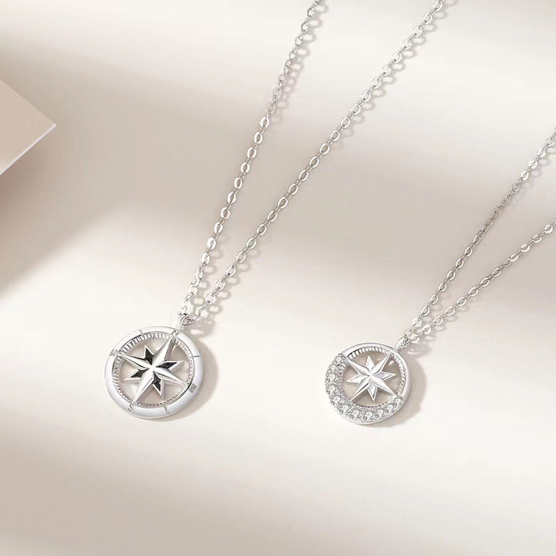 Awn Star Compass Couple Pair Of Necklaces