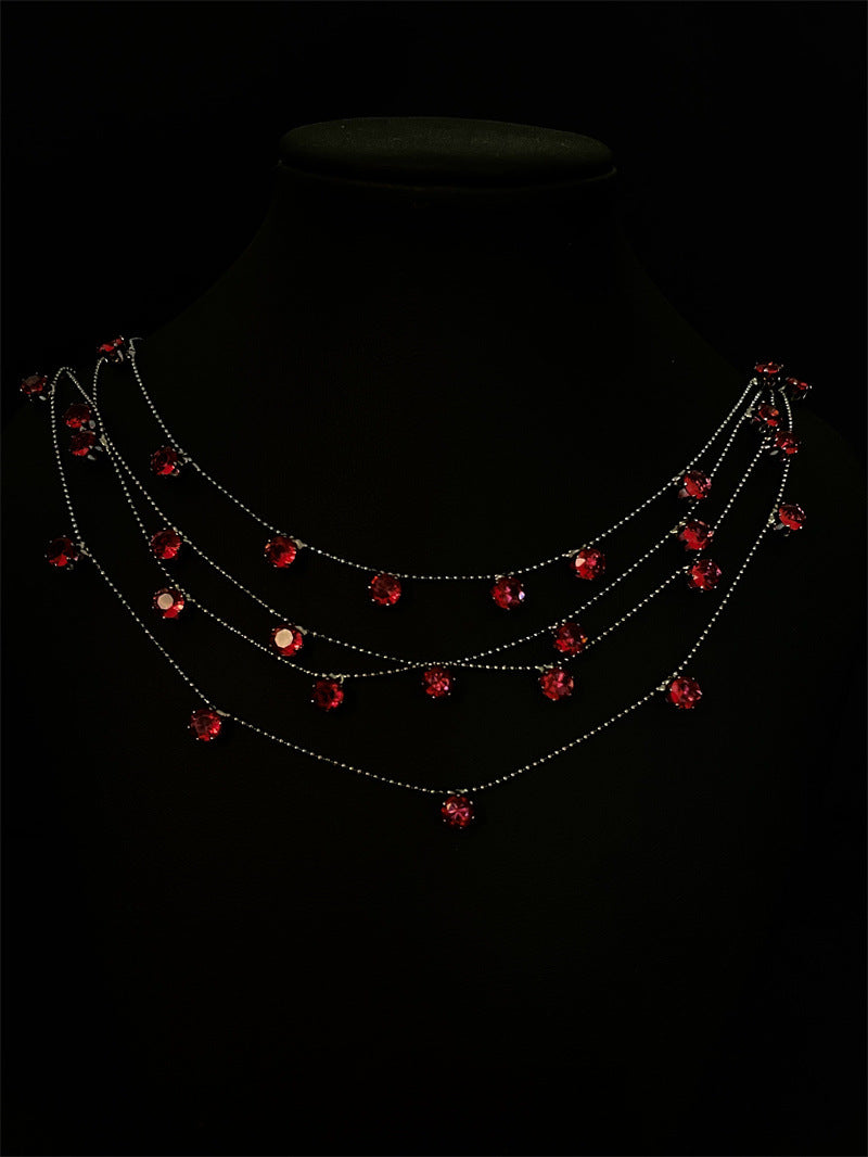 Starry Rose Zircon Fashion Wedding Tassel Necklaces