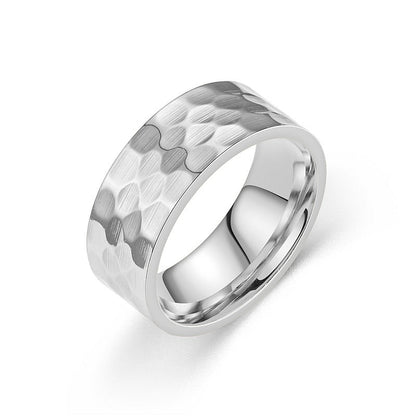 Men's Titanium Steel Beating Pattern Fashion Couple Rings