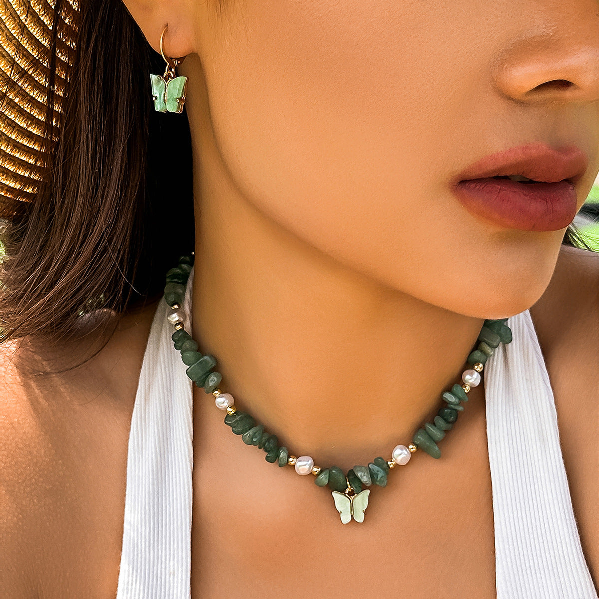 Gravel Beaded Clavicle Chain Pastoral Style Necklaces