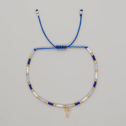 Women's Simple Style Contrast Color Bead English Letters Handmade Bracelets