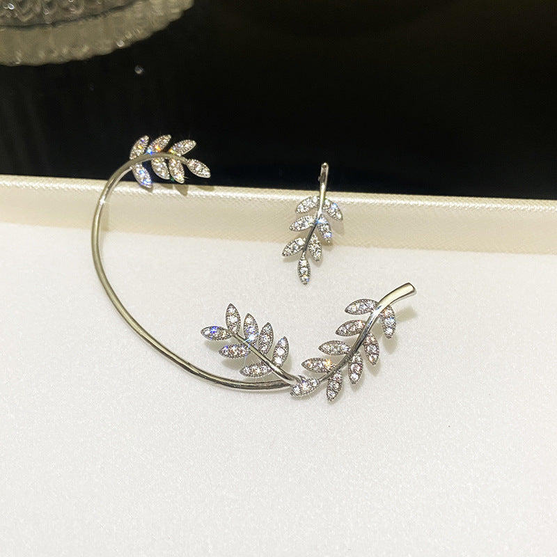 Women's Willow Leaf Ear Hanging Clip Integrated Earrings