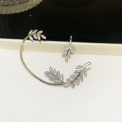 Women's Willow Leaf Ear Hanging Clip Integrated Earrings