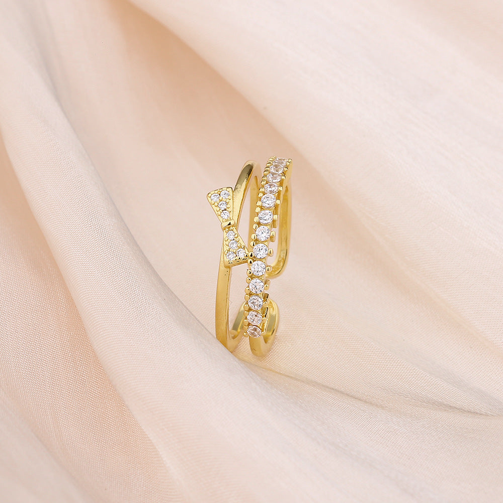 Live Broadcast Fashion Exquisite Double Layer Gang Rings