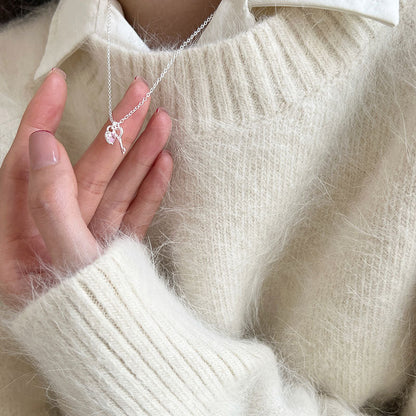 Female With Hearts Key Clavicle Chain Spring Pink Necklaces