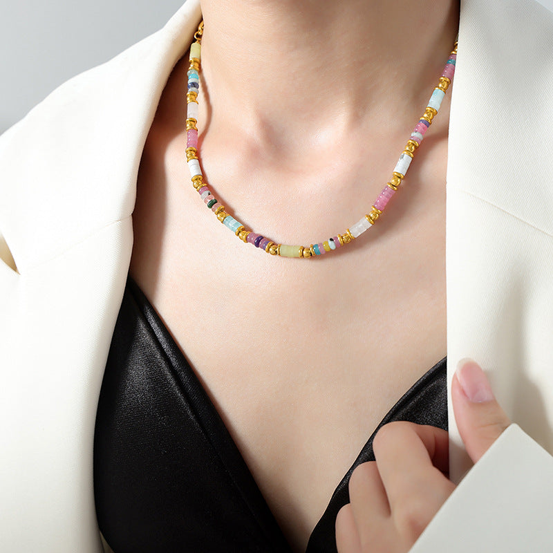 Personalized Niche Design Mixed Color Natural Stone Necklaces