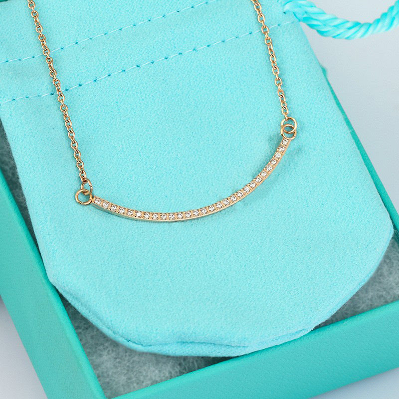 Glossy Full Diamond Smiley Face Pendant Necklaces