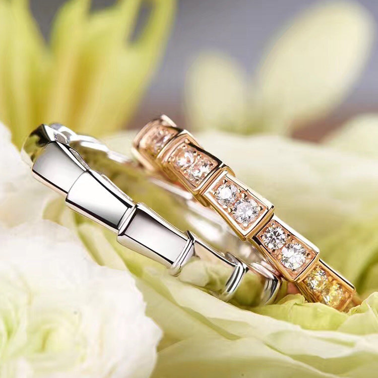 Design Snake Bone Rose Gold Plated Sterling Rings