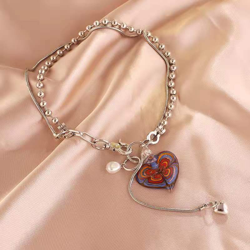 Minority Design Glass Pearl Big Love Trendy Necklaces