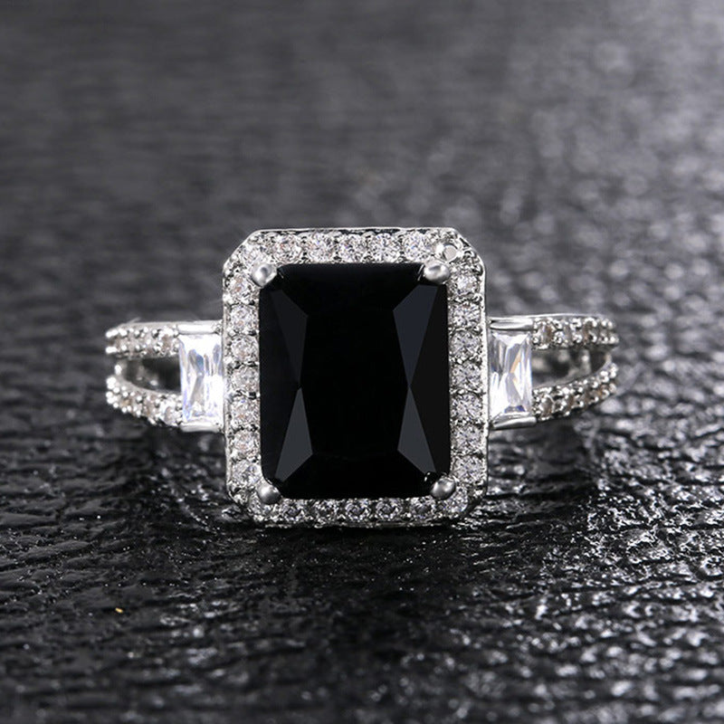 Men's Innovative Shi Accessories Black Zircon Rings