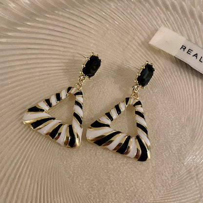 Geometry Black And White Striped Fashion Earrings