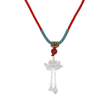 Women's Sier Lotus For Light Luxury Minority Ancient Style Necklaces