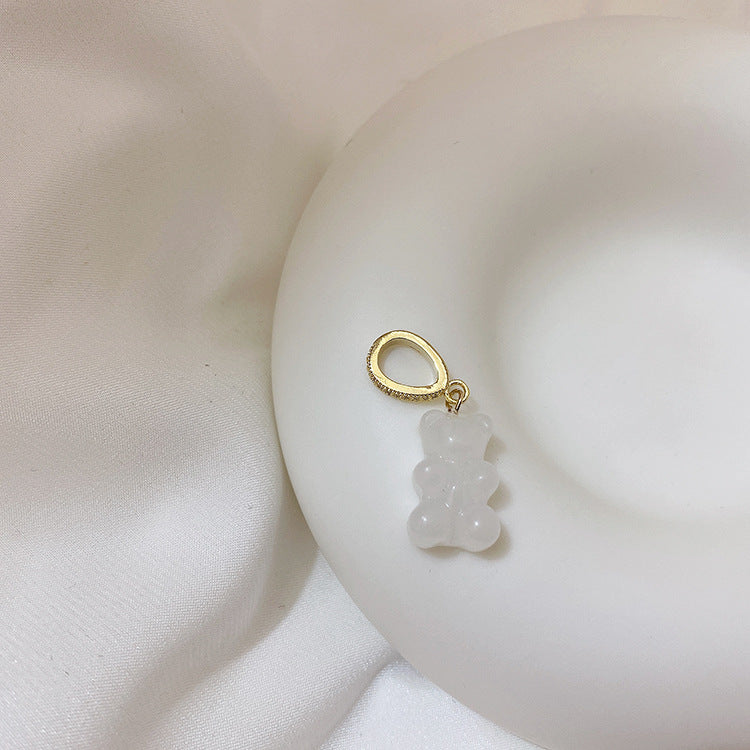Transparent Bear Metal Smiley Pendant Female Necklaces