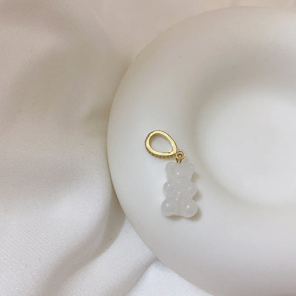Transparent Bear Metal Smiley Pendant Female Necklaces