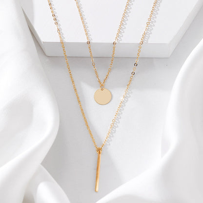 Accessories Double Layer Twin Pendant Simple Necklaces