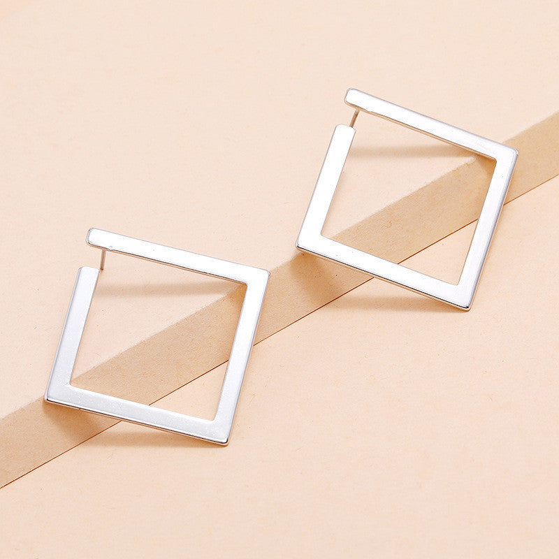 Simple Rhombus Exaggerated Geometry Three-dimensional Square Earrings