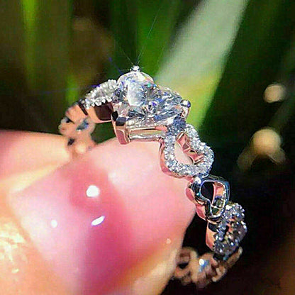 Style Fresh Simple Fashion Heart-to-heart Zircon Female Rings