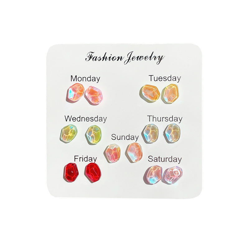 Style Colorful Small Stone Female Sweet Earrings