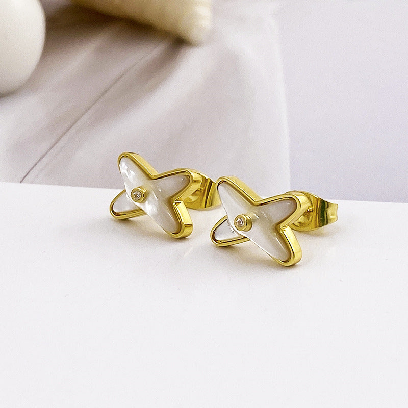 Women's Cross Shell Fritillary Light Luxury Temperament Earrings