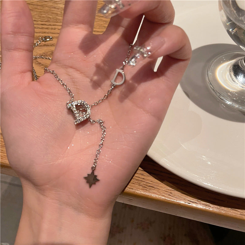 Women's Tassel Letter Zircon For Light Luxury Minority Design Sense Necklaces