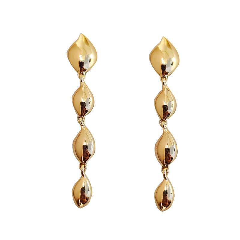 Women's Leaf Sequined Tassel Exaggerated And Personalized Fashionable Earrings