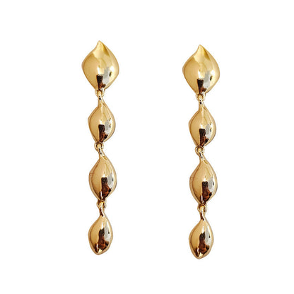 Women's Leaf Sequined Tassel Exaggerated And Personalized Fashionable Earrings