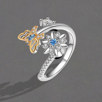 Spinning Snowflake Open Style Fancy Shape Rings