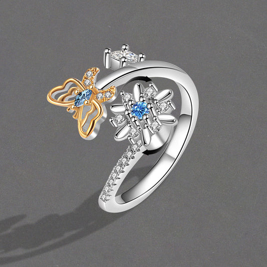 Spinning Snowflake Open Style Fancy Shape Rings