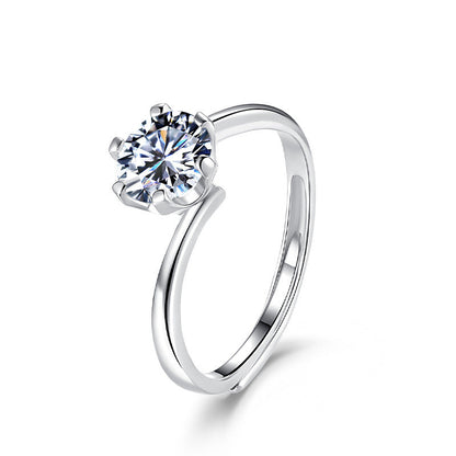 Women's Color Moissanite Niche Design Classic Sterling Rings