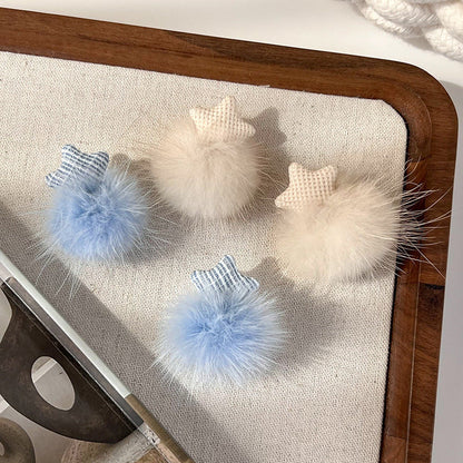 Ear Female Design Five-pointed Hair Ball Earrings