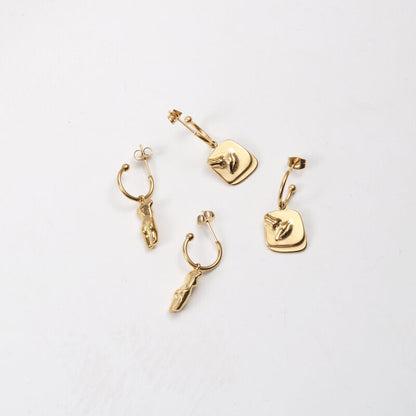 Body Figure Art Side Face Round Female Titanium Steel Earrings