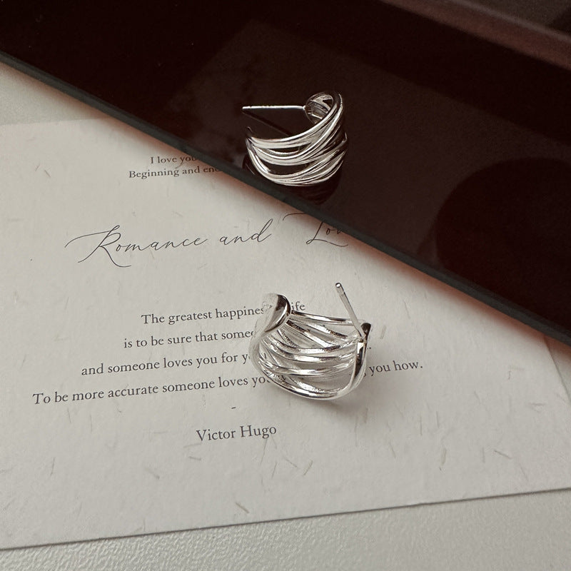 Sterling Sier Architectural Design Style Simple Earrings