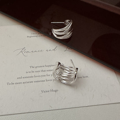 Sterling Sier Architectural Design Style Simple Earrings