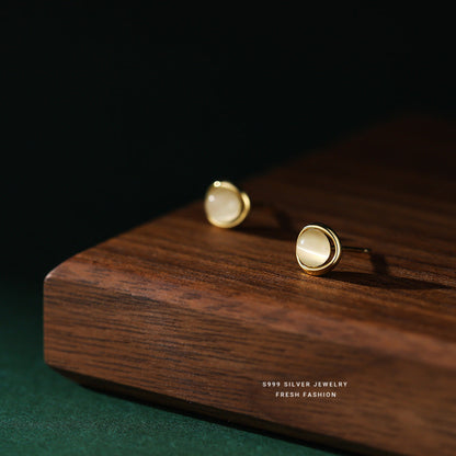 Women's Sier Opal Stone Ear Korean Light Luxury Temperament Earrings