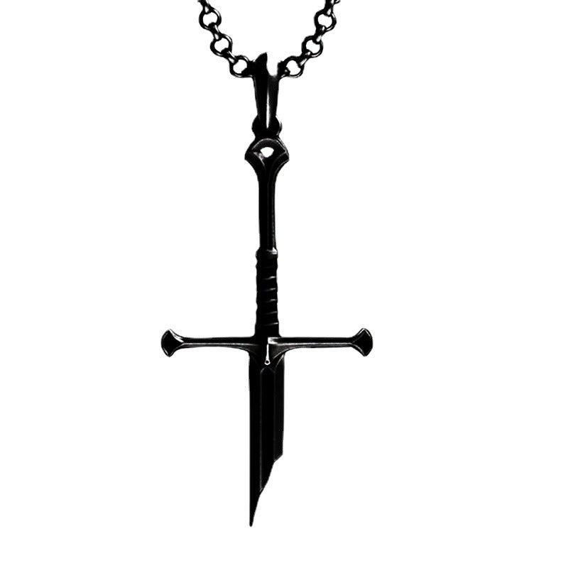 Sier Broken Sword Cross Samurai Pendant Necklaces