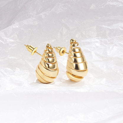 Women's Spiral Pattern Shaped Water Drop Ear Fashion Earrings