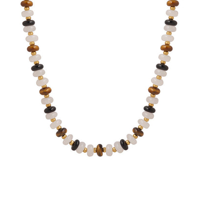 Women's Tigereye Handmade Beaded Black Agate Material Necklaces