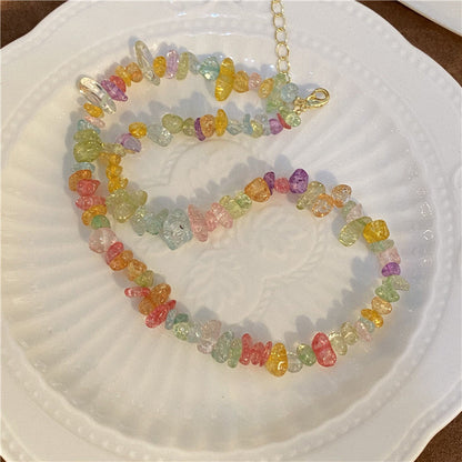 Women's Irregular Gravel Beaded Crystal Bohemian Clavicle Necklaces