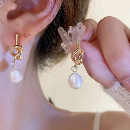 French Style Retro Baroque Pearl Trendy Light Earrings