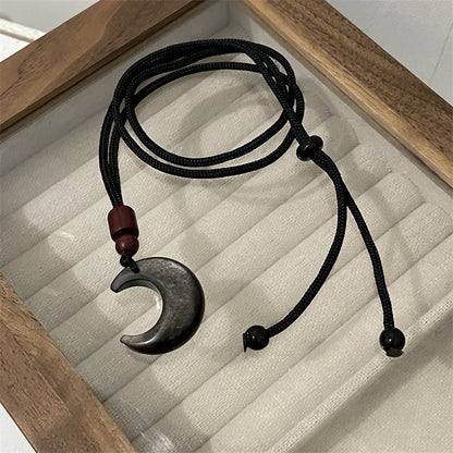 Couple Dark Sier Diamond Star Moon Braid Necklaces