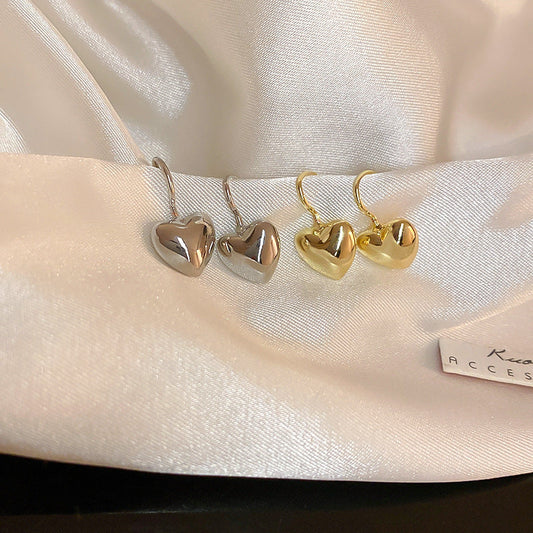 Metallic Simple Love Heart Small Fashion Elegant Earrings