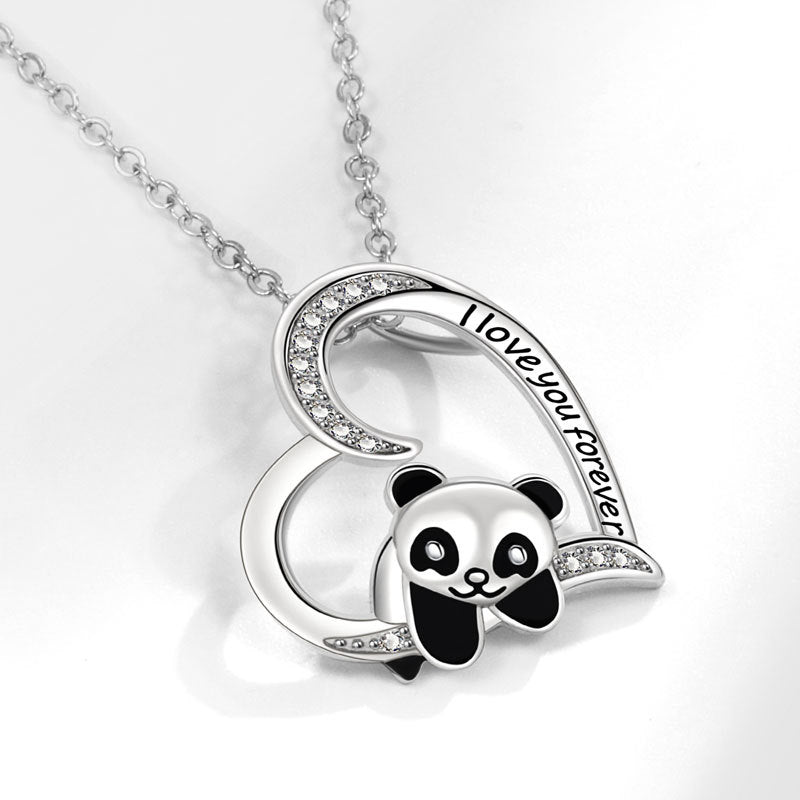 Popular Lesser Panda Painting Oil Heart-shaped Necklaces