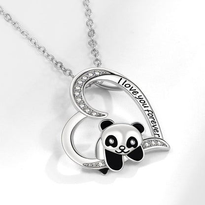 Popular Lesser Panda Painting Oil Heart-shaped Necklaces
