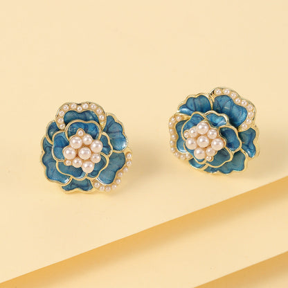 Pearl Fresh Sweet Green Enamel Light Earrings