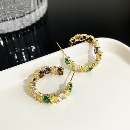 Temperament Entry Lux Zircon Personality Cold Sier Earrings