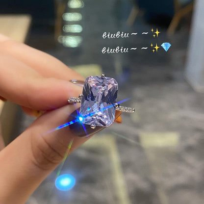 Women's Cold Wind Geometric Fine Light Inlaid Rings