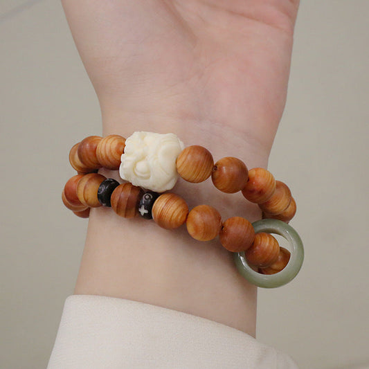 Bodhi Lotus Seedpod Pendant Double Circle Bracelets